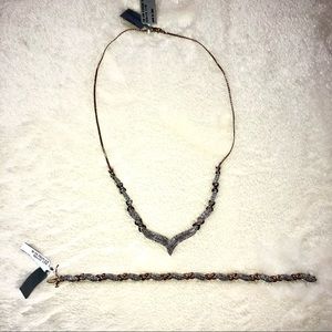 14K Yellow Gold over Sterling Silver & Diamond(1 CTW)Necklace & bracelet set NWT